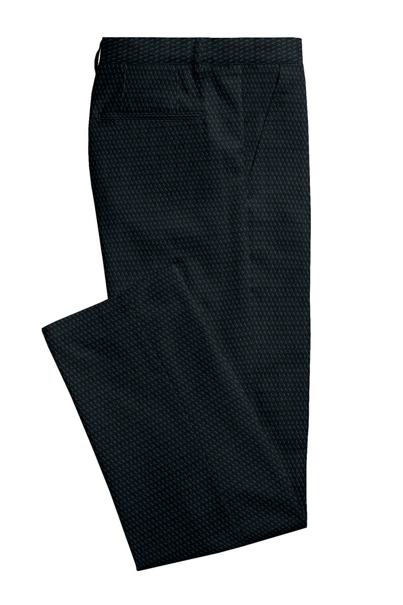 Image of a Black & Cyan Worsted Dobby Merino Wool Pants Fabric