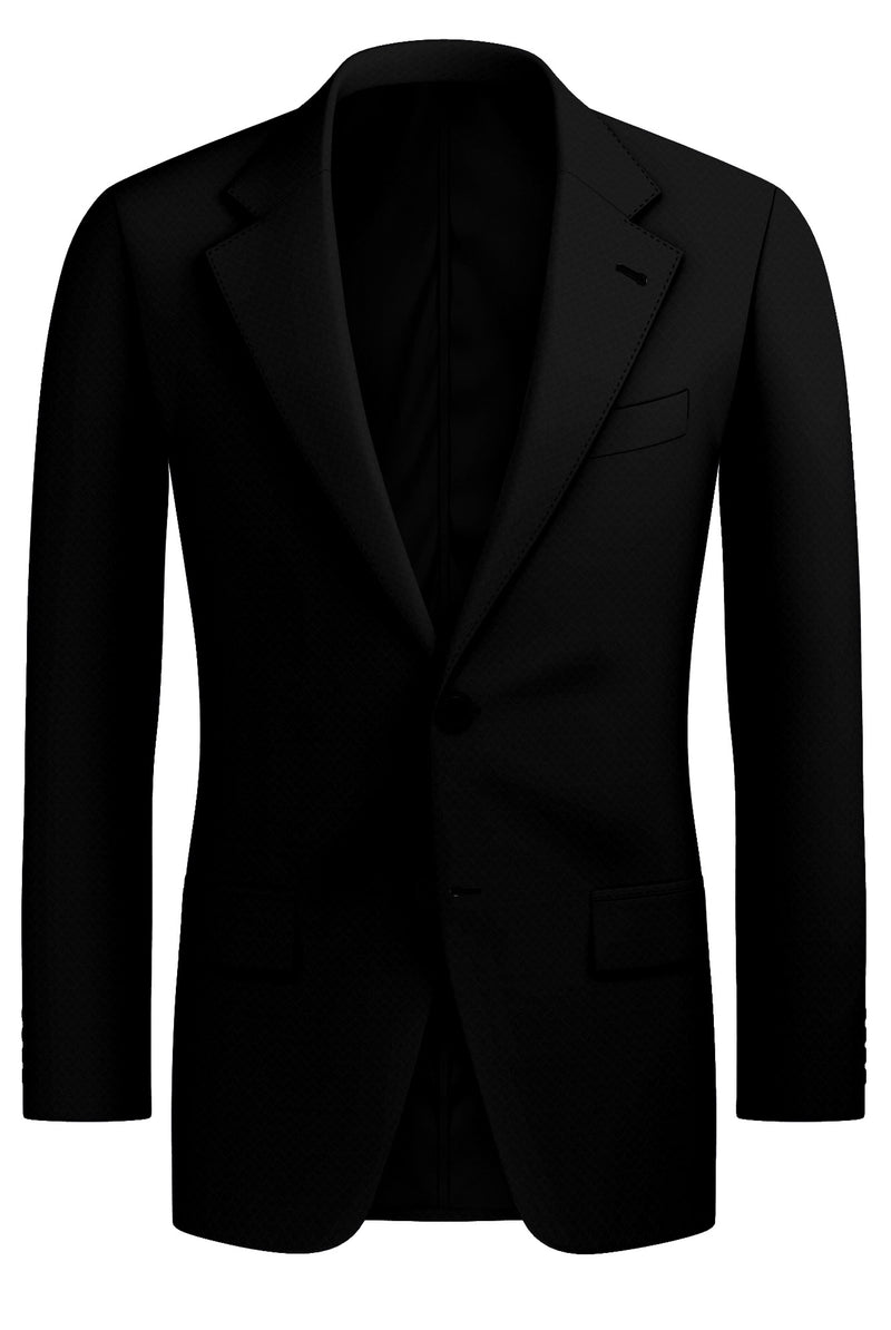 Image of a Black Worsted Micropattern Merino Wool Blazers Fabric