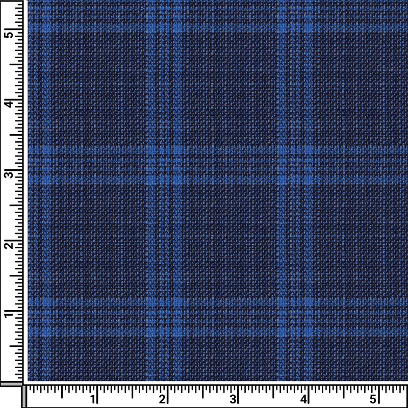 Image of a Blue & Sky-Blue Worsted Checks Merino Wool Pants Fabric