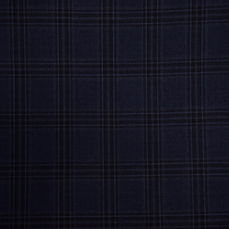 Image of a Navy-Blue & Black Worsted Checks Merino Wool Blazers Fabric