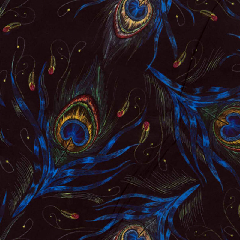 Image of a Black & Blue Satin Prints Poly Viscose Lining Fabric