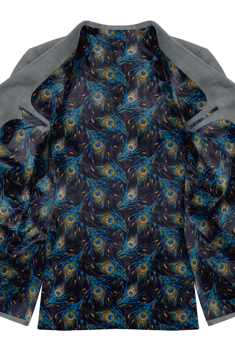 Image of a Black & Blue Satin Prints Poly Viscose Lining Fabric