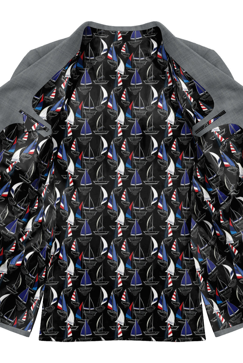 Image of a black & Blue Satin Prints Poly Viscose Lining Fabric