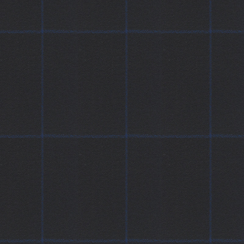 Image of a Black & Blue Worsted Checks Merino Wool Suiting Fabric