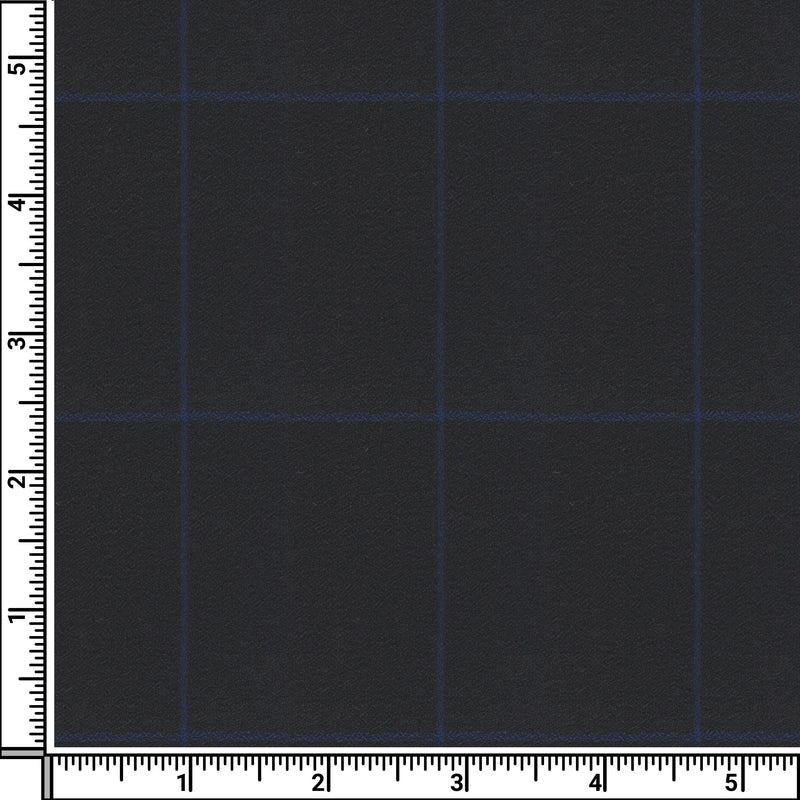 Image of a Black & Blue Worsted Checks Merino Wool Suiting Fabric