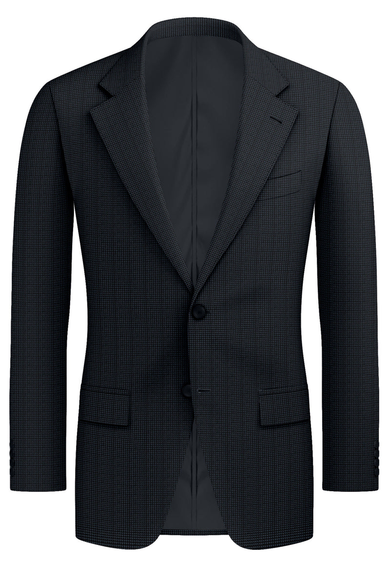 Image of a Black & Grey Worsted Birdseye Merino Wool Blazers Fabric