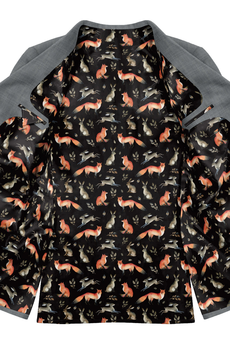 Image of a Black & Orange Satin Prints Poly Viscose Lining Fabric