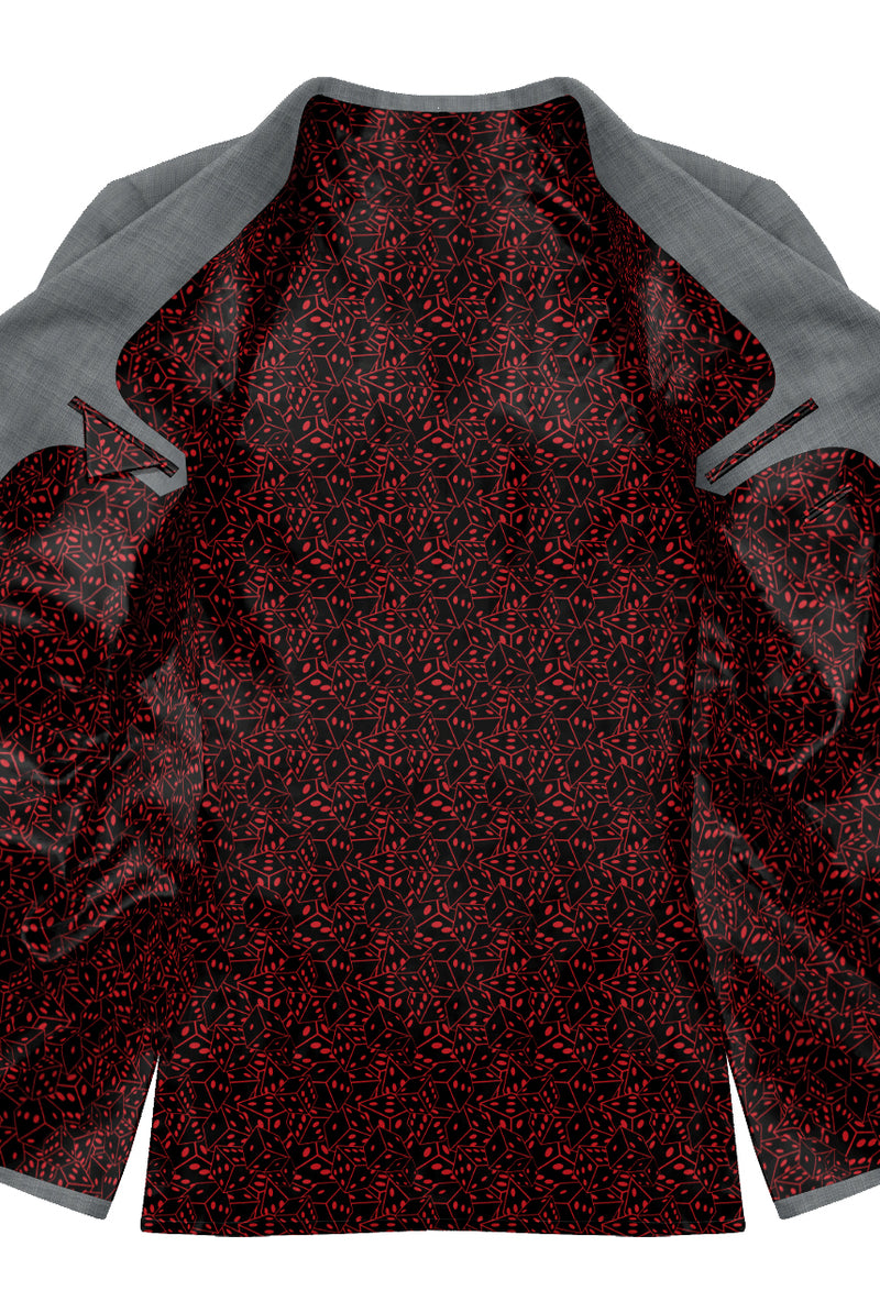 Image of a black & red Satin Prints Poly Viscose Lining Fabric