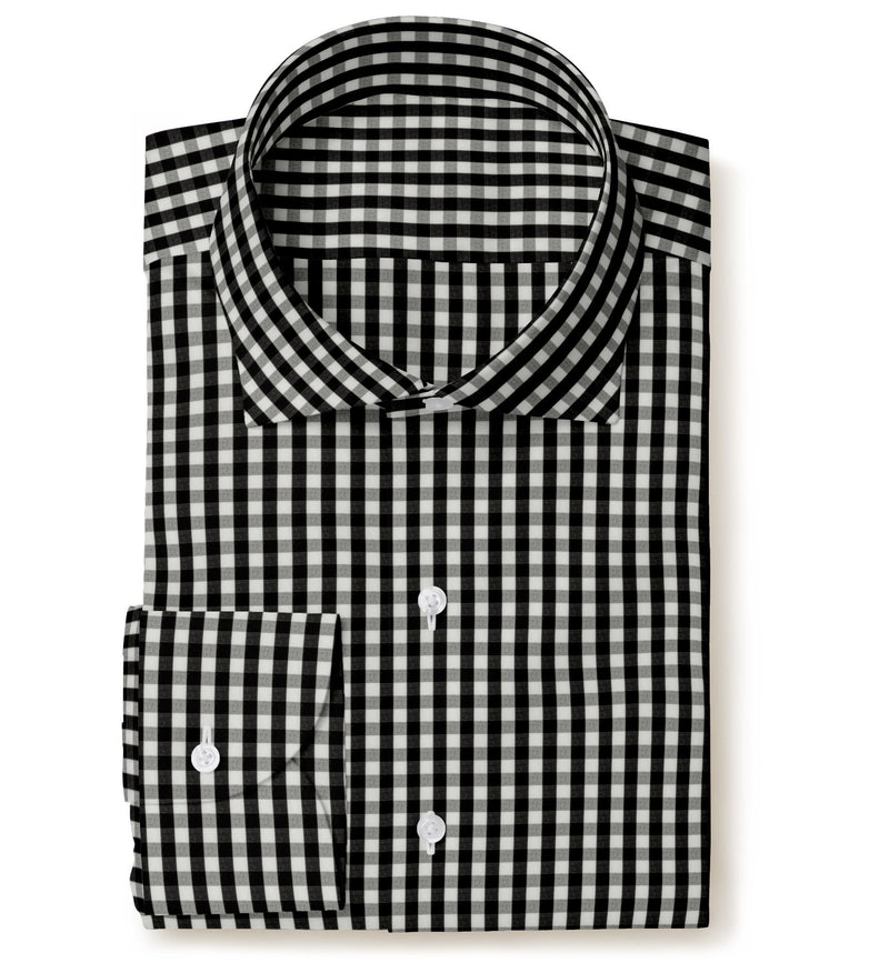 Image of a Black & White Poplin Checks Giza Cotton Shirting Fabric