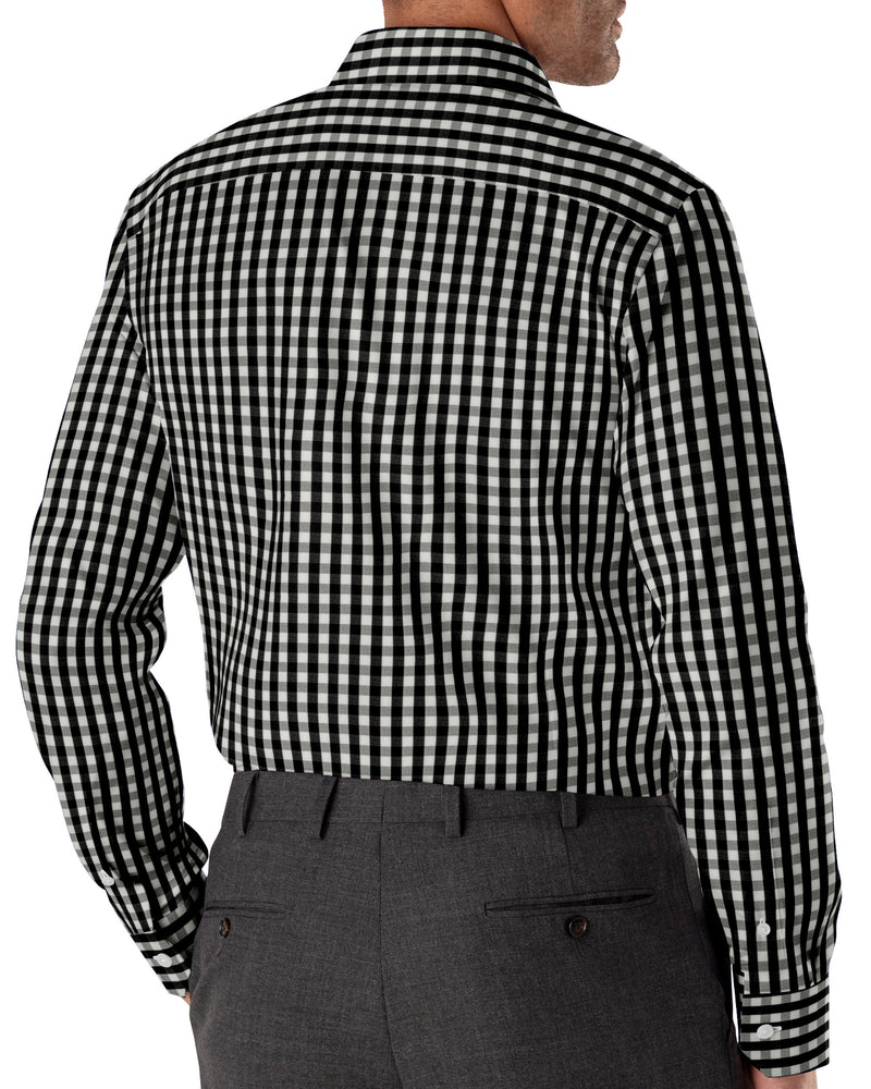 Image of a Black & White Poplin Checks Giza Cotton Shirting Fabric