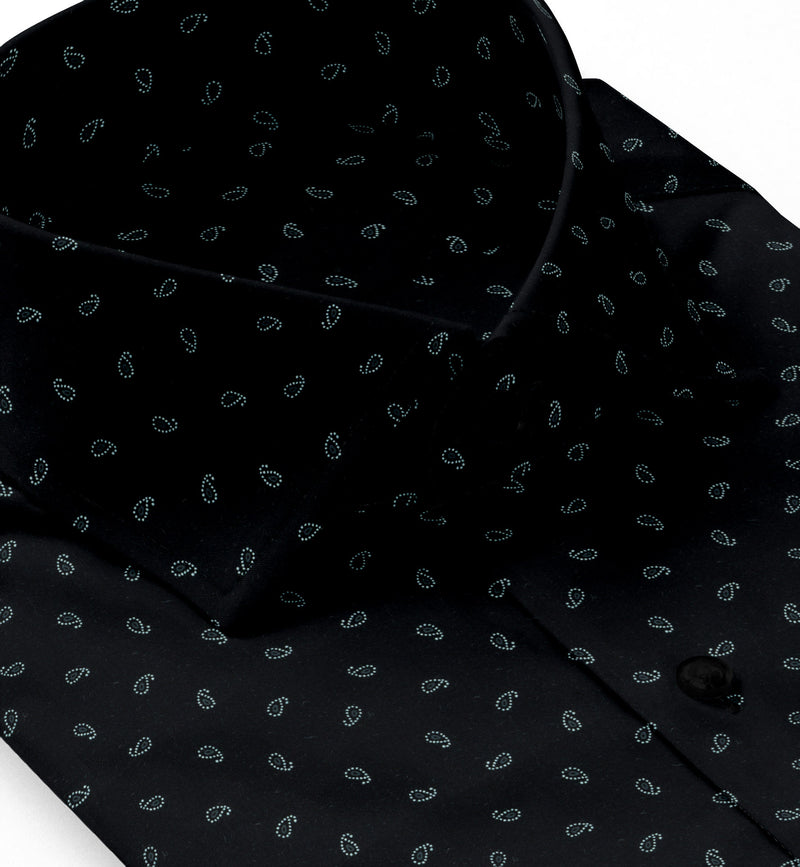 Image of a Black & White Poplin Prints Giza Cotton Shirting Fabric