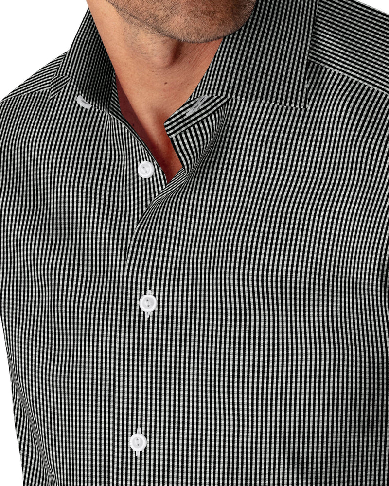 Image of a Black & White Twill Checks Giza Cotton Shirting Fabric