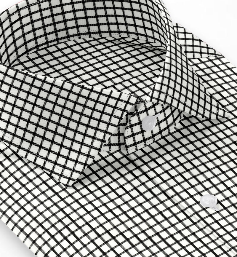 Image of a Black & White Twill Checks Giza Cotton Shirting Fabric