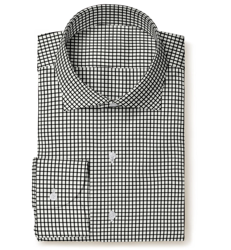 Image of a Black & White Twill Checks Giza Cotton Shirting Fabric