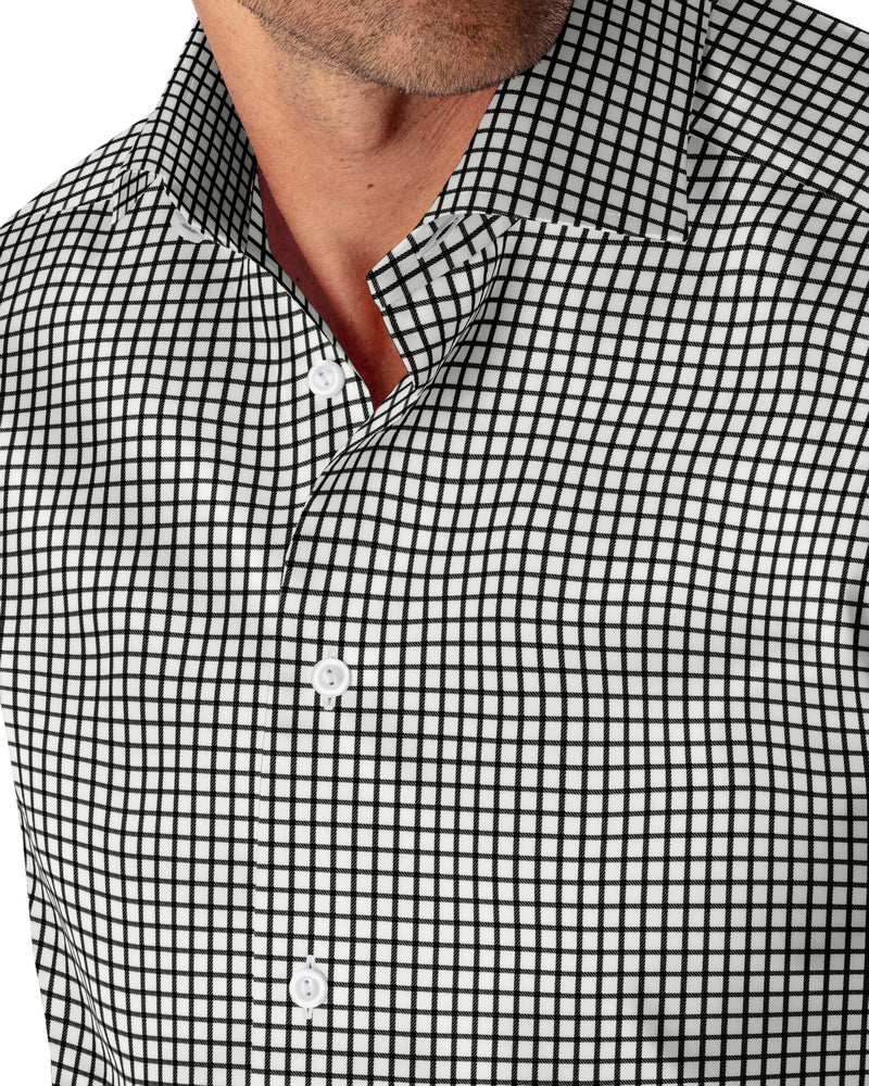 Image of a Black & White Twill Checks Giza Cotton Shirting Fabric