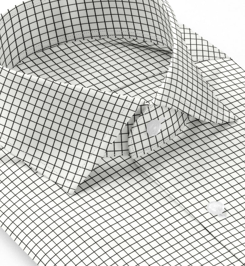 Image of a Black & White Twill Checks Giza Cotton Shirting Fabric