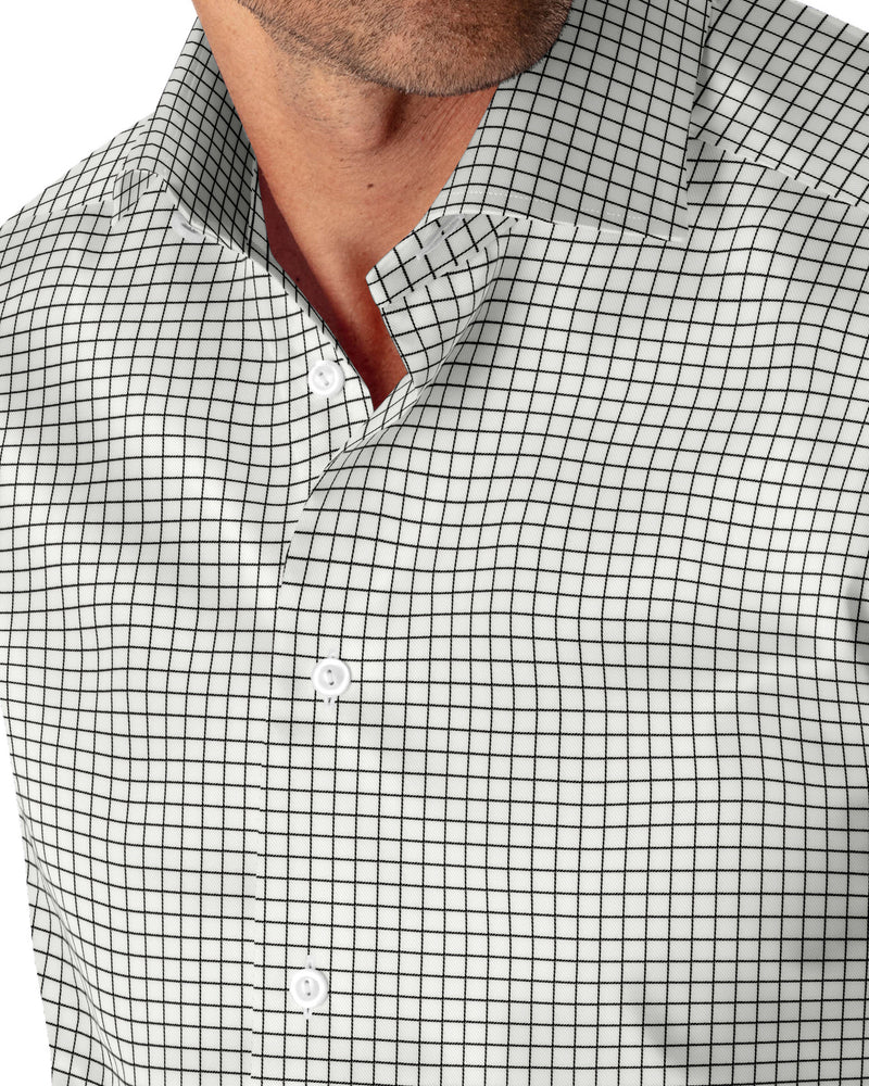 Image of a Black & White Twill Checks Giza Cotton Shirting Fabric