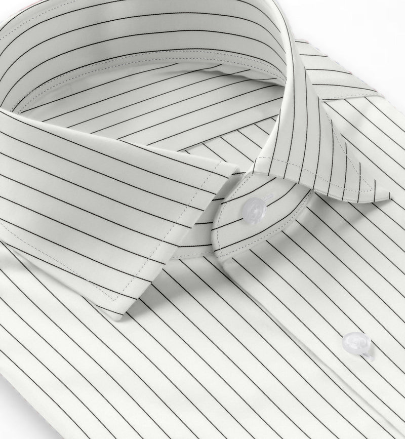 Image of a Black & White Twill Stripes Giza Cotton Shirting Fabric