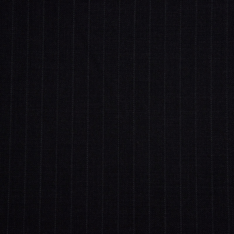 Image of a Black & White Worsted Stripes Merino Wool Suiting Fabric