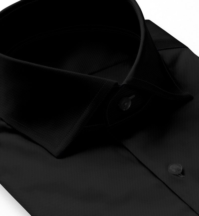 Image of a Black Oxford Micropattern Giza Cotton Shirting Fabric