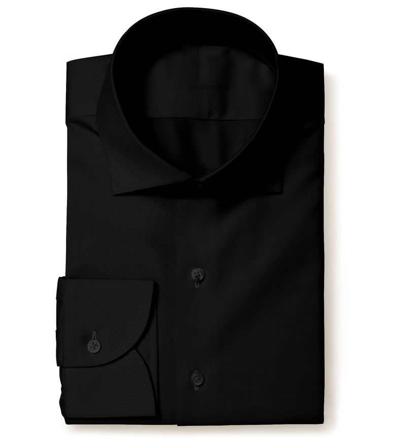 Image of a Black Oxford Micropattern Giza Cotton Shirting Fabric