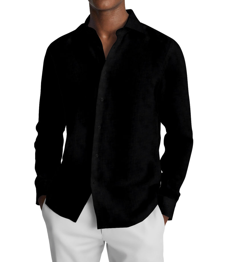 Image of a Black Oxford Solids Linen Shirting Fabric