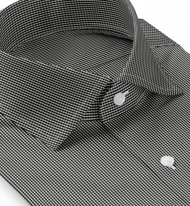 Image of a Black Poplin Checks Giza Cotton Shirting Fabric