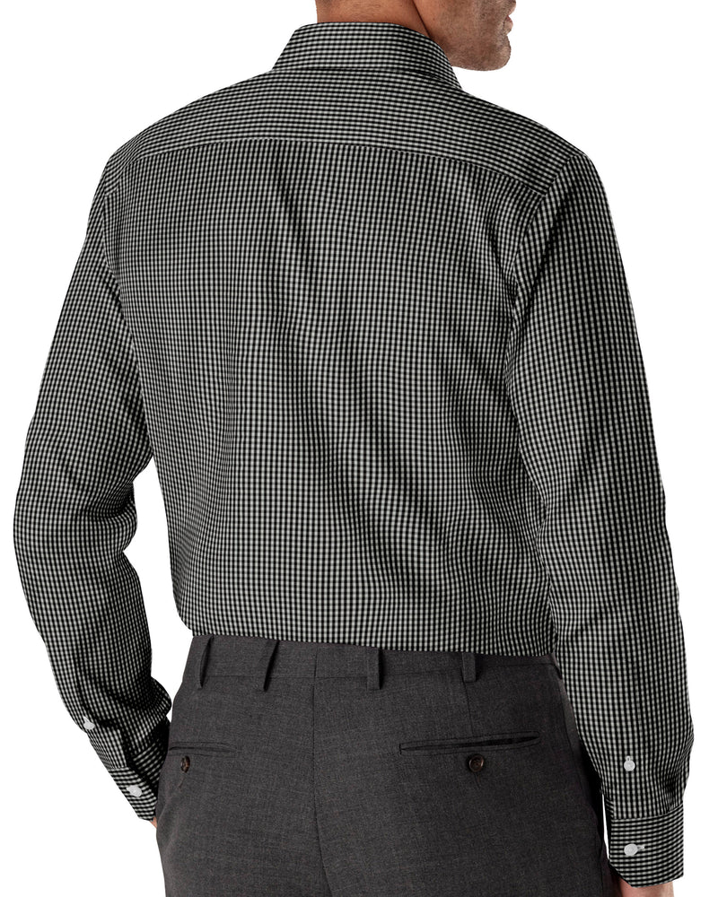 Image of a Black Poplin Checks Giza Cotton Shirting Fabric