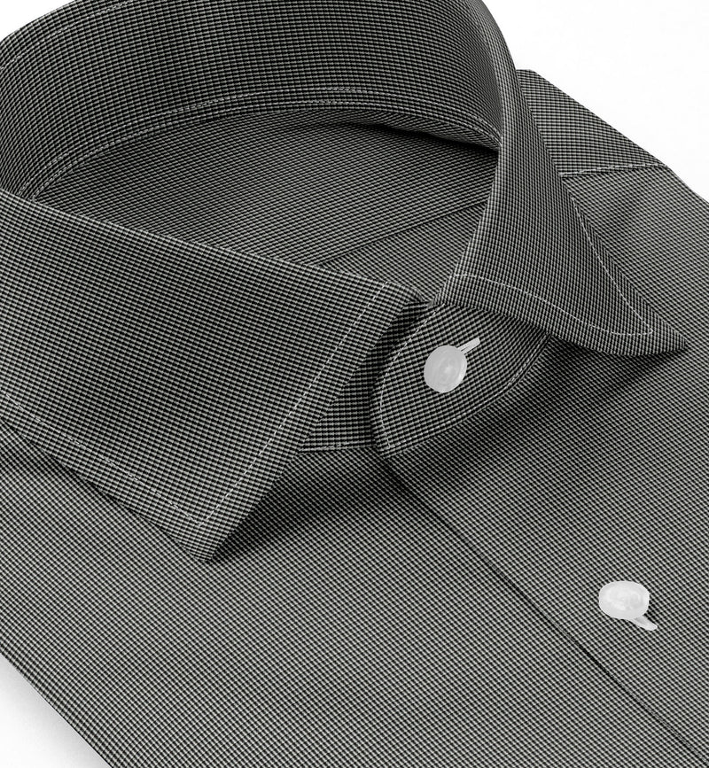 Image of a Black Poplin Micropattern Giza Cotton Shirting Fabric