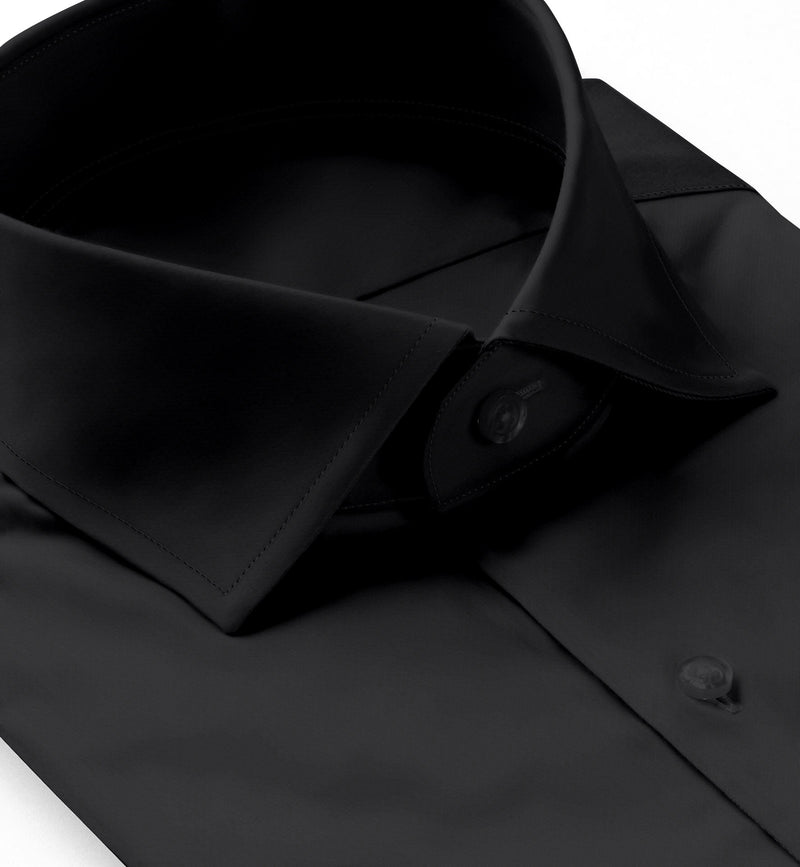 Image of a Black Satin Solids Cotton Stretch Shirting Fabric