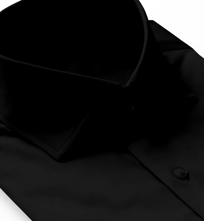 Image of a Black Twill Solids Cotton Stretch Shirting Fabric