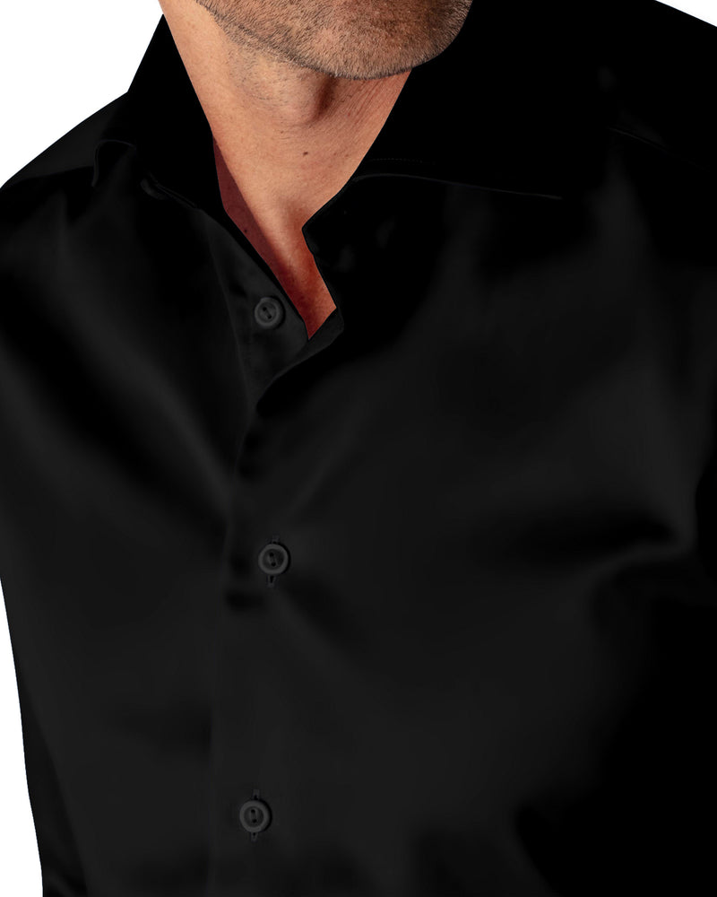 Image of a Black Twill Solids Cotton Stretch Shirting Fabric