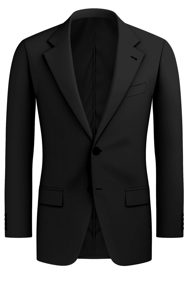 Image of a Black Worsted Twill Merino Wool Blazers Fabric