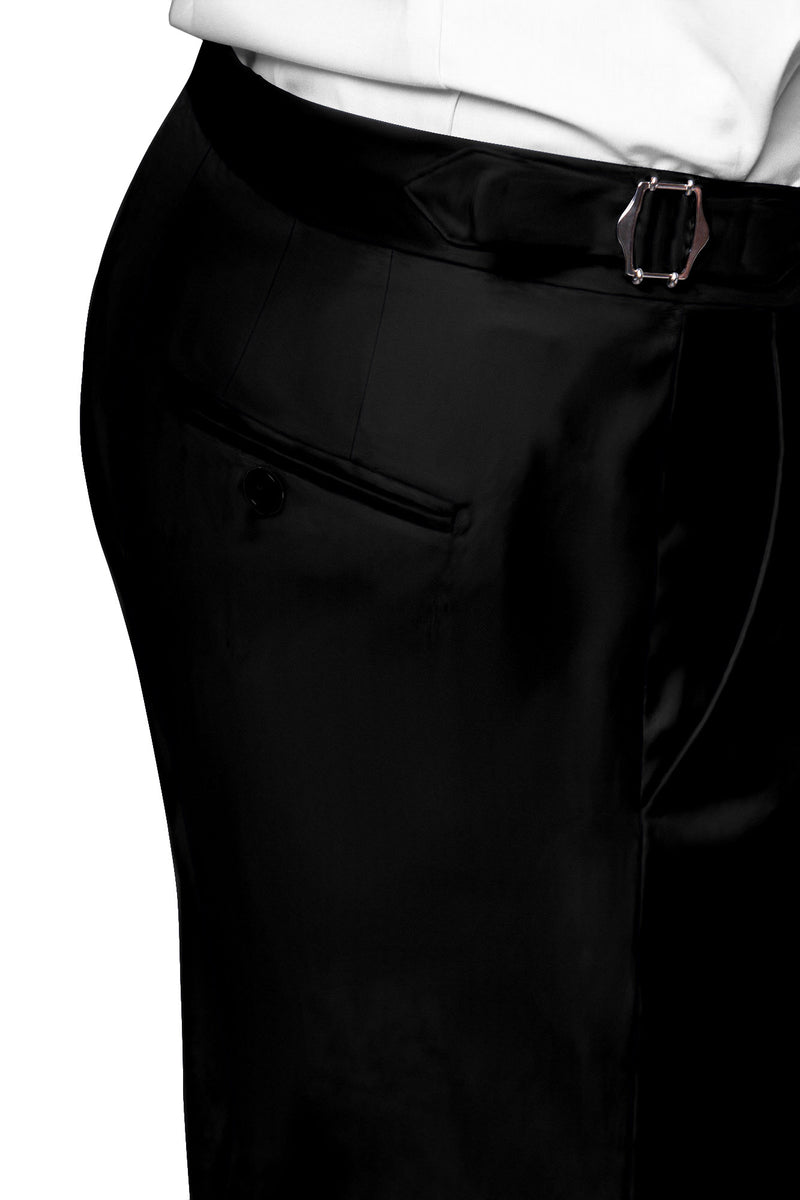 Image of a Black Worsted Twill Merino Wool Pants Fabric