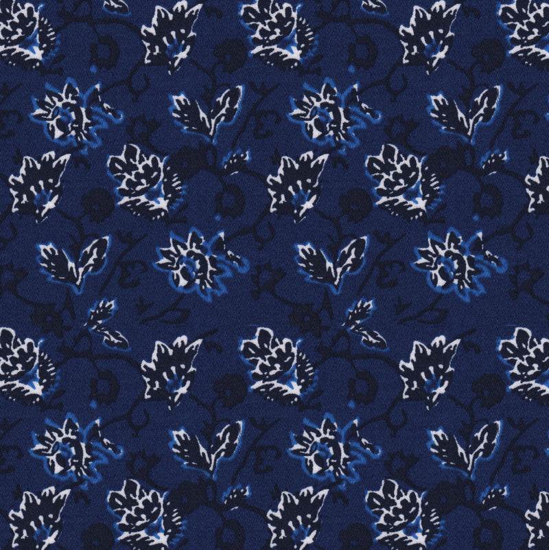 Image of a Blue & Black Satin Prints Giza Cotton Shirting Fabric