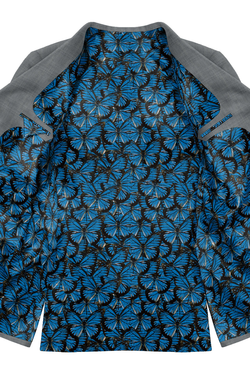 Image of a Blue & Black Satin Prints Poly Viscose Lining Fabric