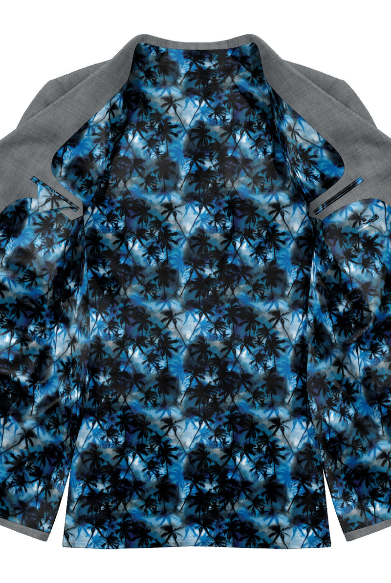 Image of a blue & Black Satin Prints Poly Viscose Lining Fabric