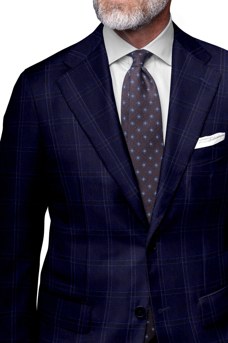 Image of a Blue & Brown Flannel Checks Merino Wool Blazers Fabric