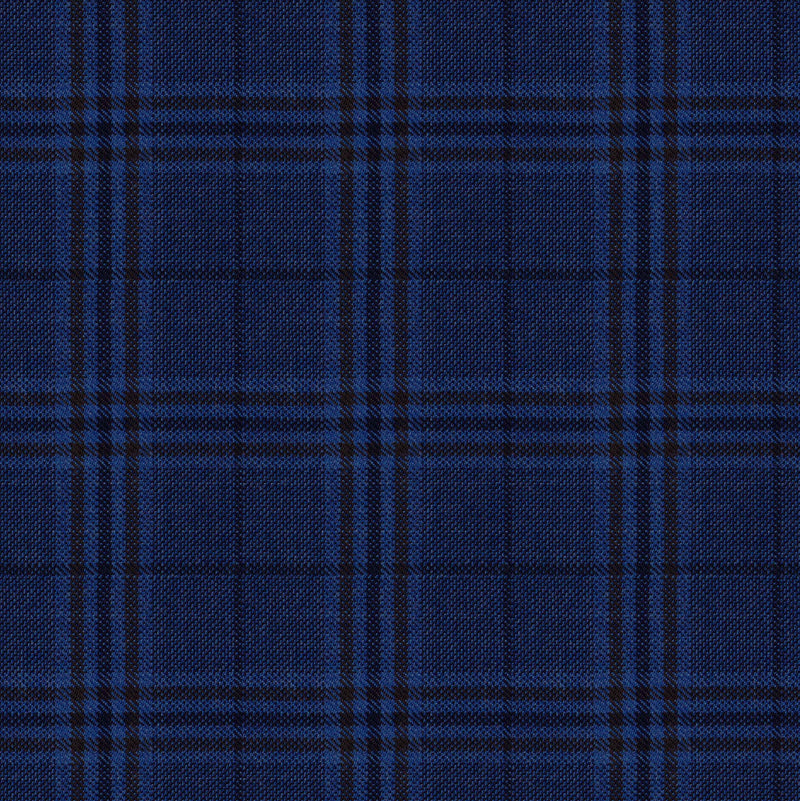 Image of a Blue & Brown Worsted Checks Merino Wool Suiting Fabric