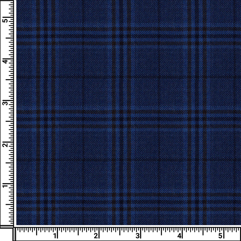 Image of a Blue & Brown Worsted Checks Merino Wool Suiting Fabric