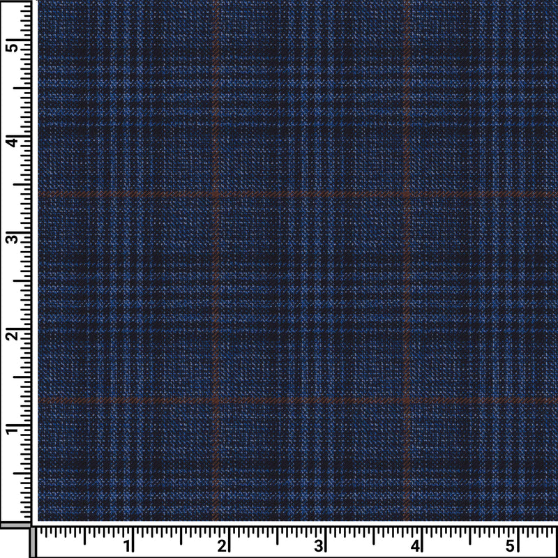 Image of a Blue & Brown Worsted Checks Merino Wool Suiting Fabric