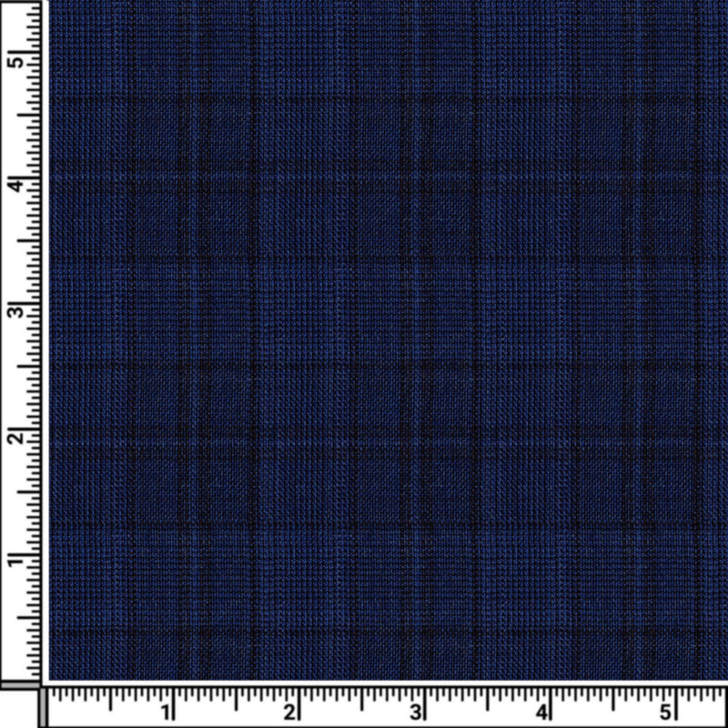 Image of a Blue & Burgundy Worsted Checks Merino Wool Blazers Fabric