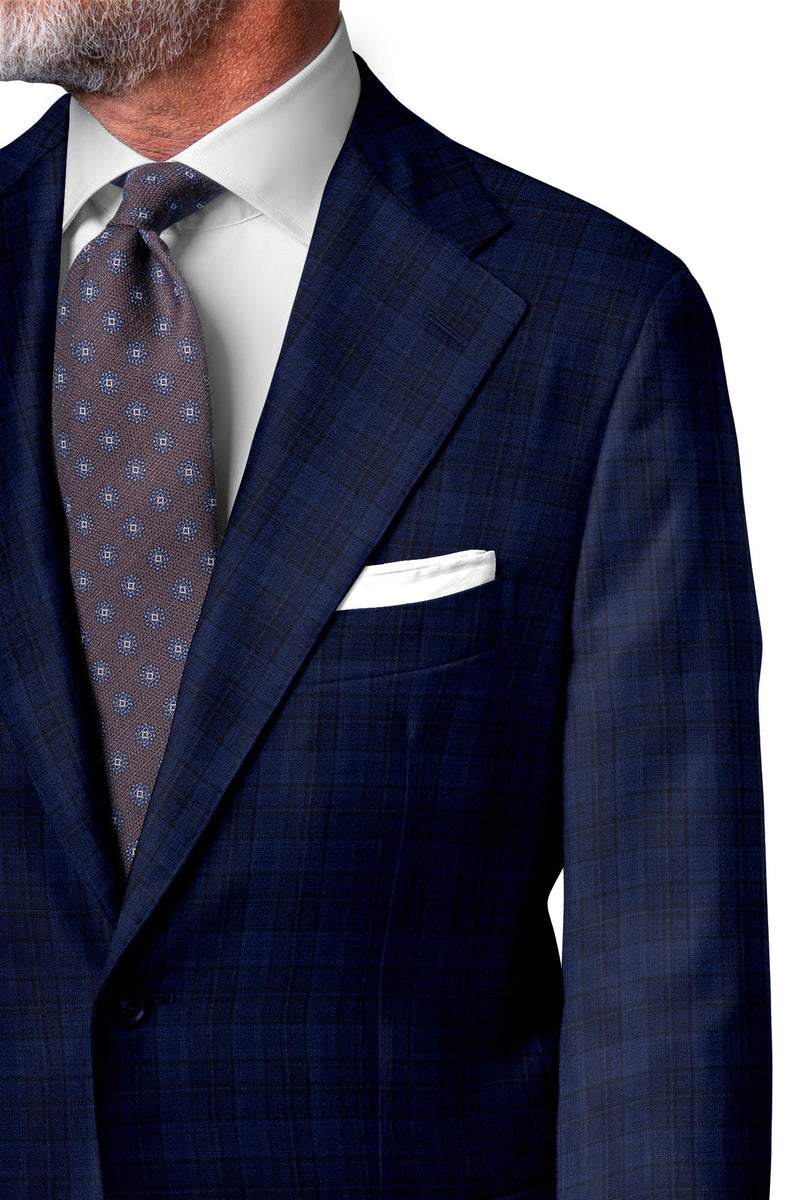 Image of a Blue & Burgundy Worsted Checks Merino Wool Blazers Fabric