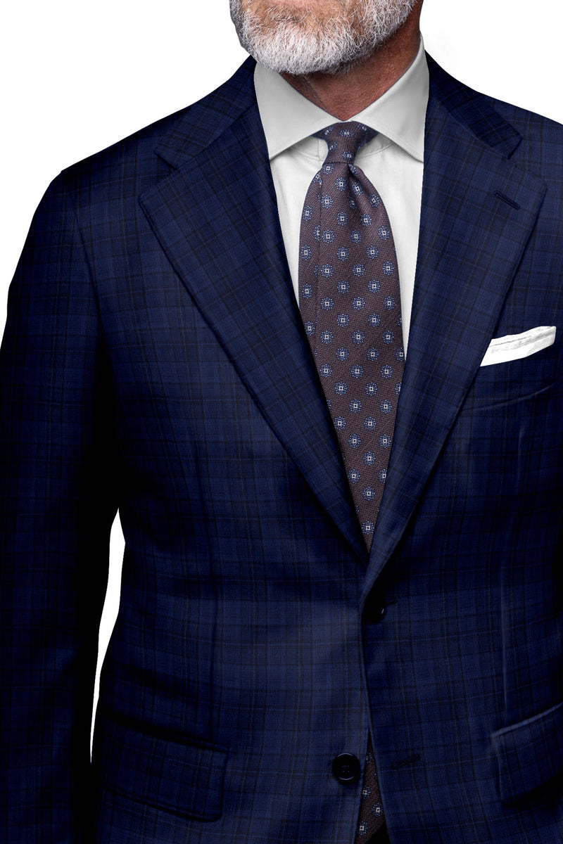 Image of a Blue & Burgundy Worsted Checks Merino Wool Blazers Fabric