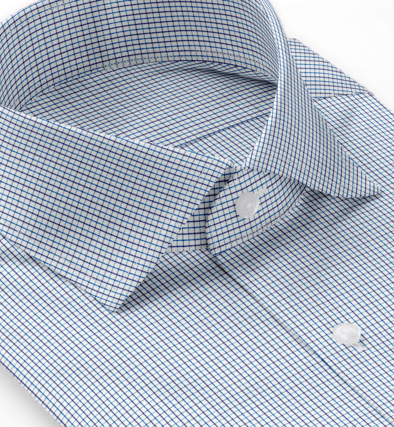 Image of a Blue & Cyan Twill Checks Giza Cotton Shirting Fabric