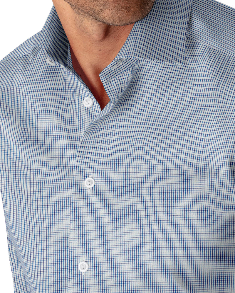 Image of a Blue & Cyan Twill Checks Giza Cotton Shirting Fabric