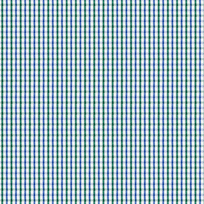 Image of a Blue & Green Poplin Checks Giza Cotton Shirting Fabric