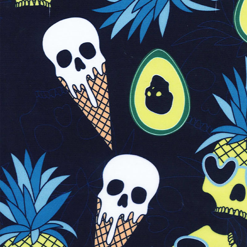 Image of a Blue & Lime Satin Prints Poly Viscose Lining Fabric