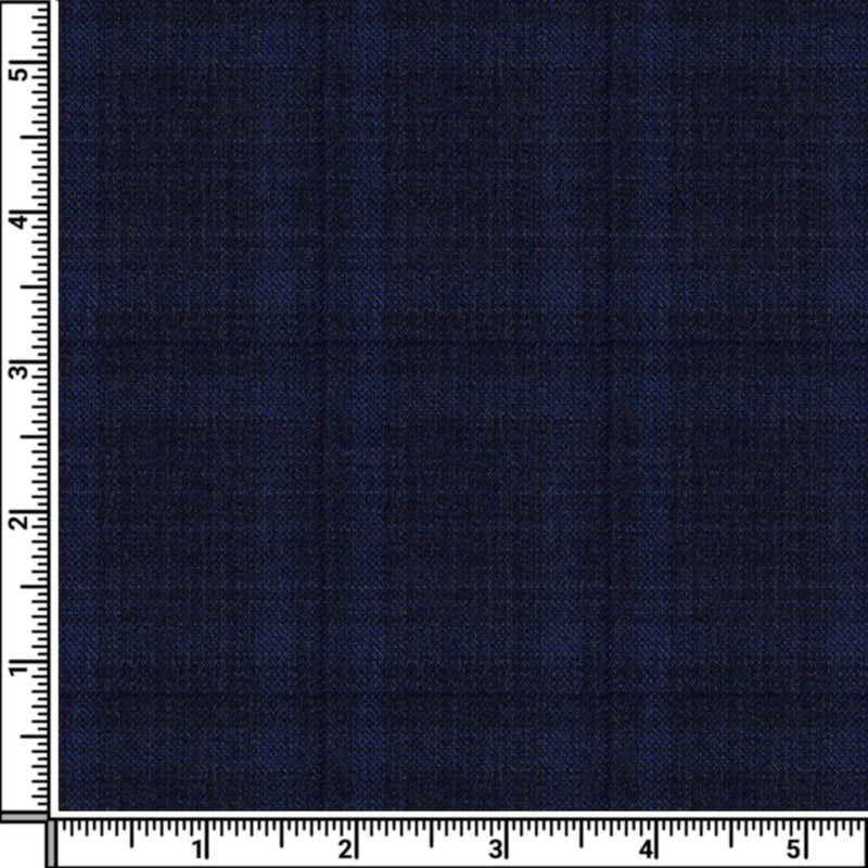 Image of a Blue & Mid-Blue Worsted Checks Merino Wool Pants Fabric