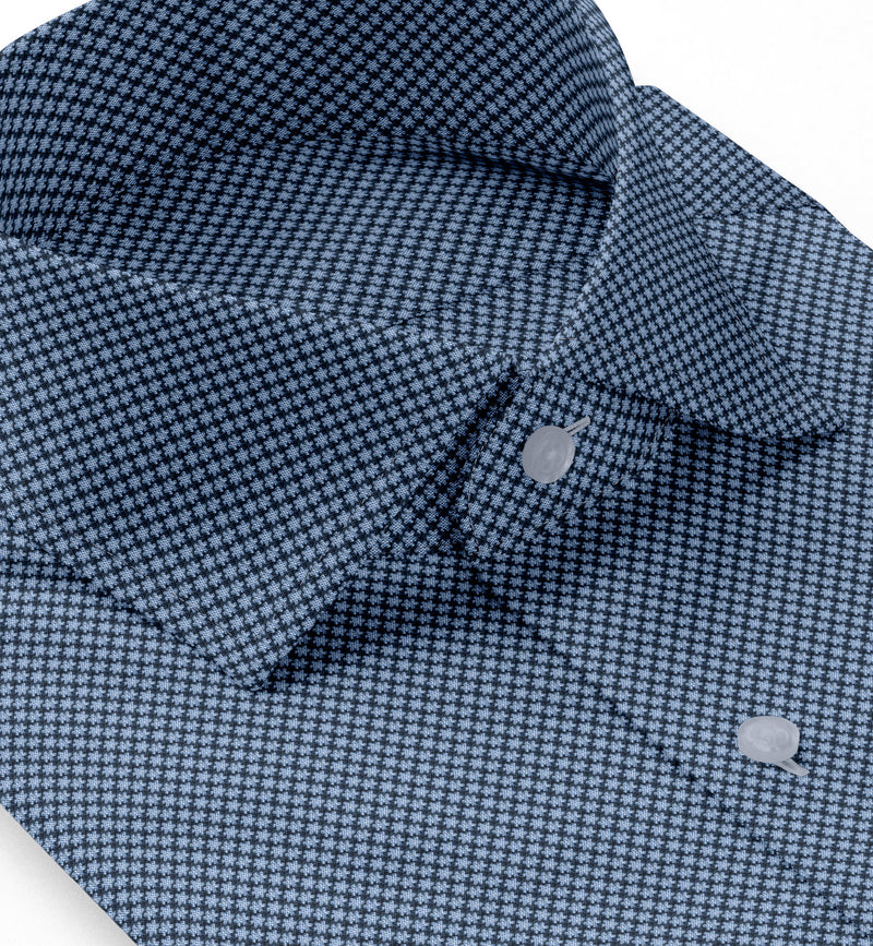 Image of a Blue & Navy-Blue Oxford Prints Linen Shirting Fabric